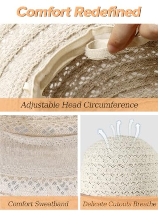 Floppy Wide Brim Sun Hat Packable Foldable Lace Beach Travel main image 4